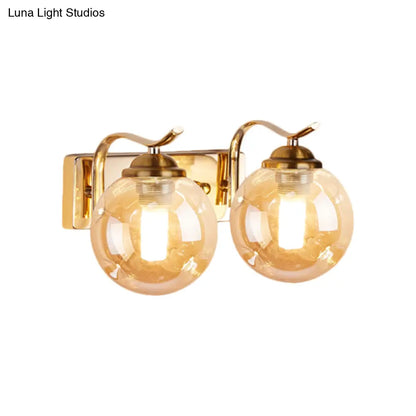 DecorBites™ DecorBites™ Modernist Bubbly Wall Sconce in Amber/Smoke Gray Glass - Drawing Room Light, Wall Mounted - Black/Gold