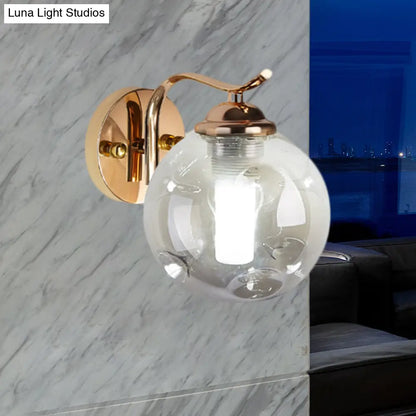 DecorBites™ DecorBites™ Modernist Bubbly Wall Sconce in Amber/Smoke Gray Glass - Drawing Room Light, Wall Mounted - Black/Gold