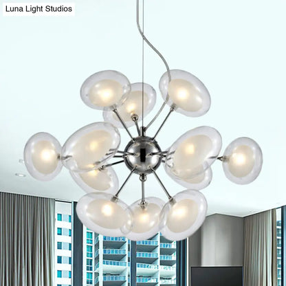 Lámpara de araña DecorBites™ Modernist Burst - Doble cristal achatado - Lámpara colgante cromada de 12 luces