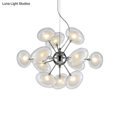 Lámpara de araña DecorBites™ Modernist Burst - Doble cristal achatado - Lámpara colgante cromada de 12 luces