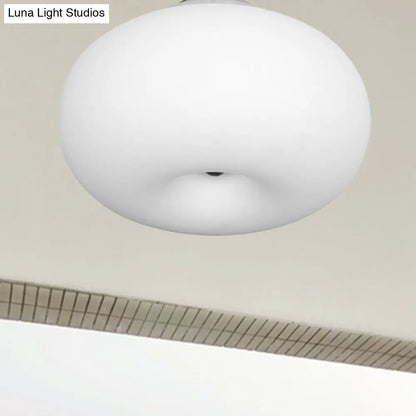 DecorBites™ DecorBites™ Modernist Ceiling Flush Mount Light with Glass Lampshade for Balcony - White, Obong - 3 Sizes Available