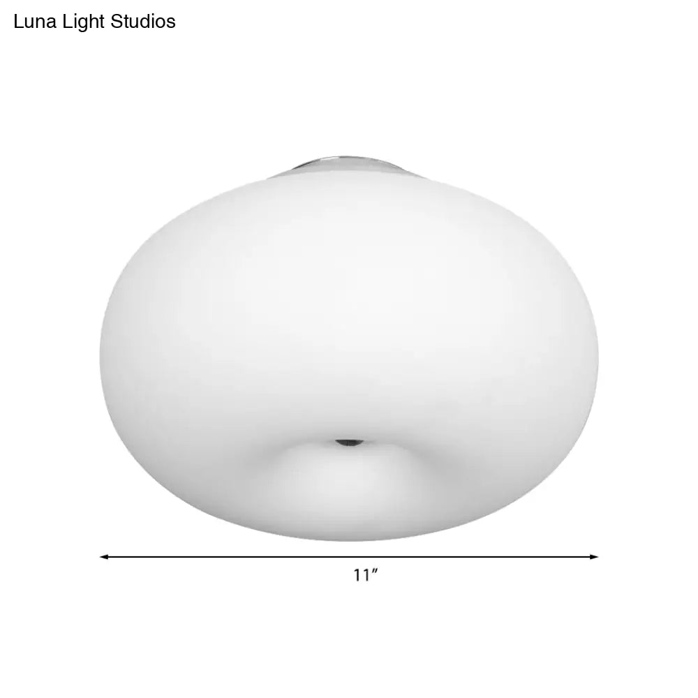 DecorBites™ DecorBites™ Modernist Ceiling Flush Mount Light with Glass Lampshade for Balcony - White, Obong - 3 Sizes Available