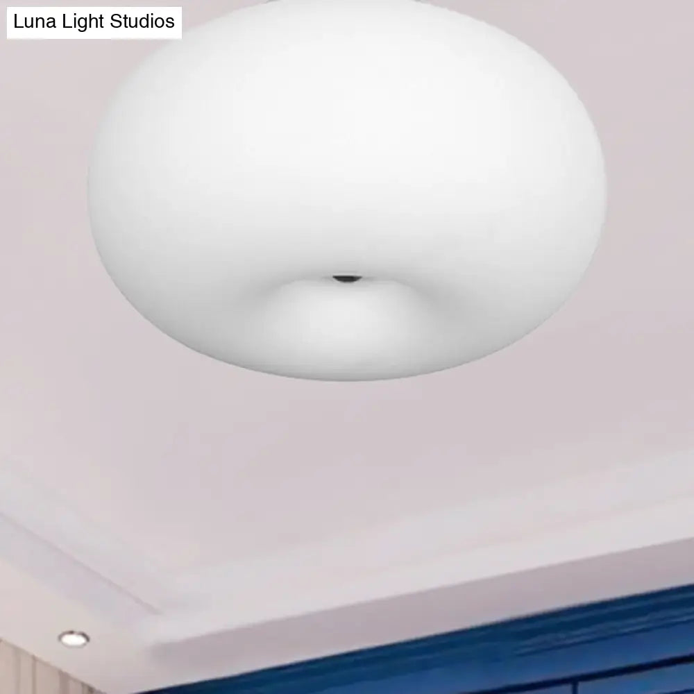DecorBites™ DecorBites™ Modernist Ceiling Flush Mount Light with Glass Lampshade for Balcony - White, Obong - 3 Sizes Available