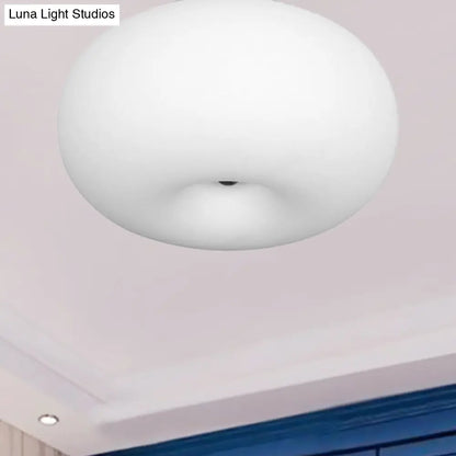 DecorBites™ DecorBites™ Modernist Ceiling Flush Mount Light with Glass Lampshade for Balcony - White, Obong - 3 Sizes Available
