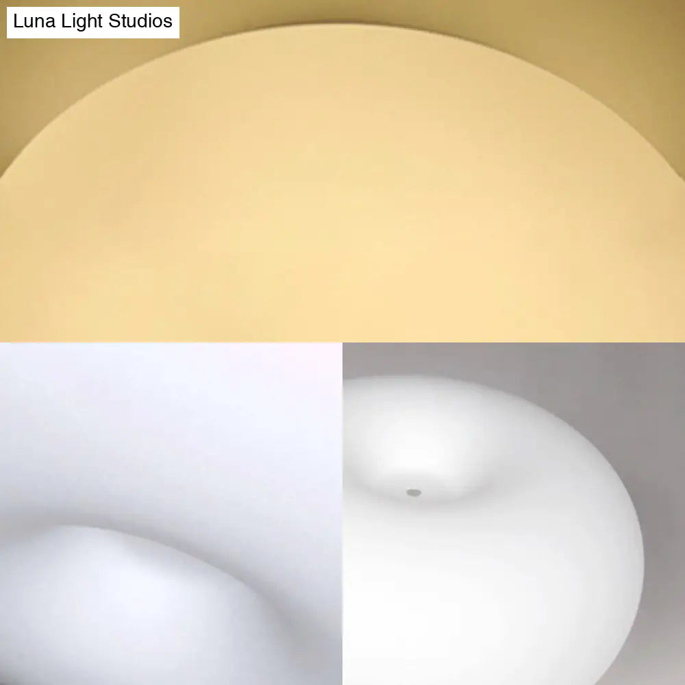 DecorBites™ DecorBites™ Modernist Ceiling Flush Mount Light with Glass Lampshade for Balcony - White, Obong - 3 Sizes Available