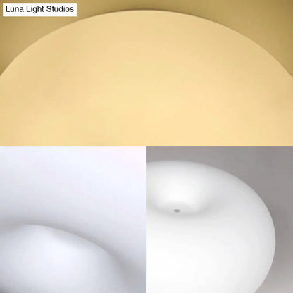 DecorBites™ DecorBites™ Modernist Ceiling Flush Mount Light with Glass Lampshade for Balcony - White, Obong - 3 Sizes Available