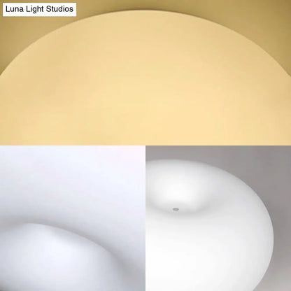 DecorBites™ DecorBites™ Modernist Ceiling Flush Mount Light with Glass Lampshade for Balcony - White, Obong - 3 Sizes Available