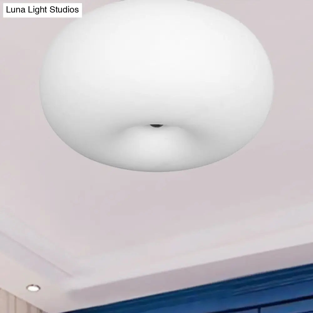 DecorBites™ DecorBites™ Modernist Ceiling Flush Mount Light with Glass Lampshade for Balcony - White, Obong - 3 Sizes Available