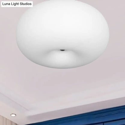 DecorBites™ DecorBites™ Modernist Ceiling Flush Mount Light with Glass Lampshade for Balcony - White, Obong - 3 Sizes Available
