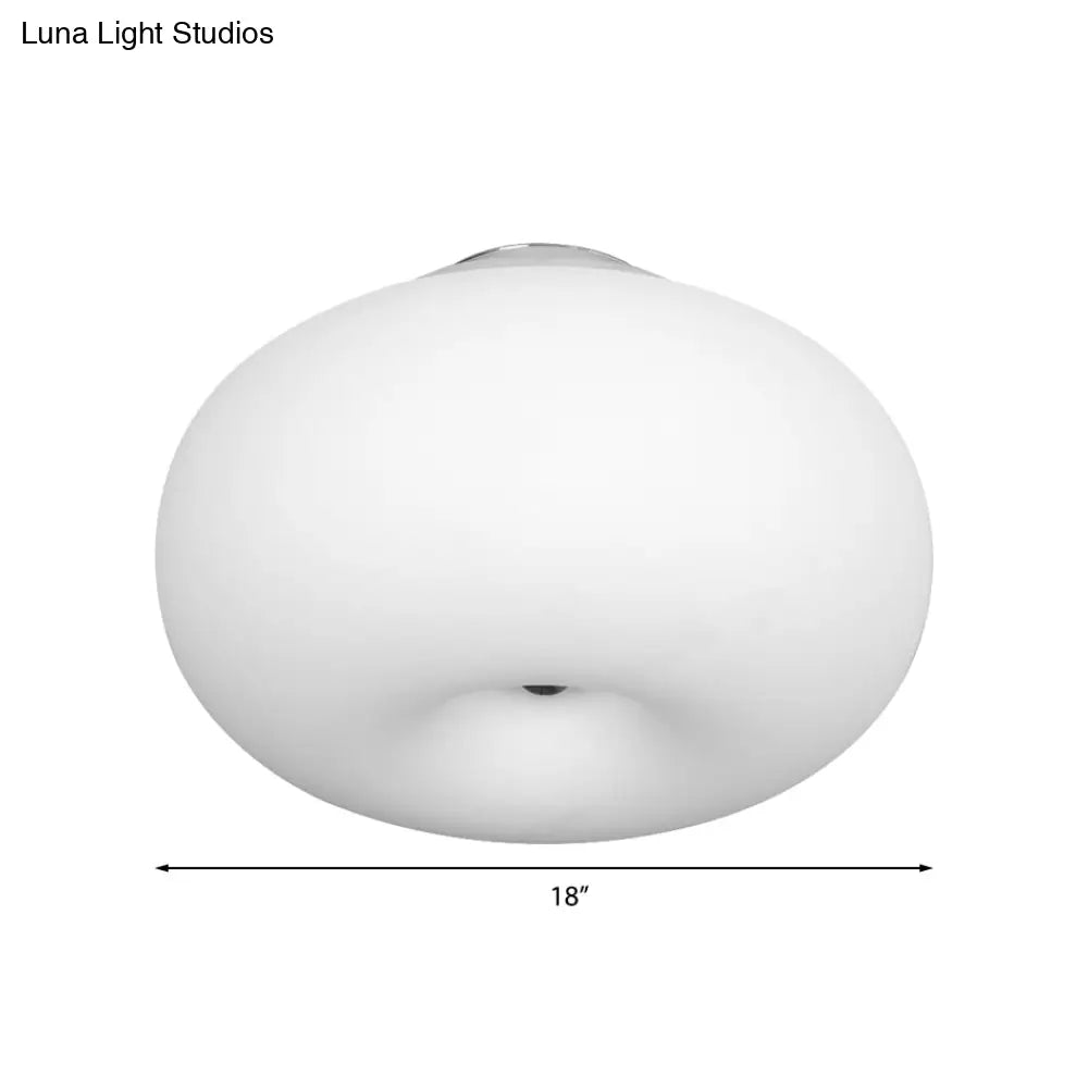 DecorBites™ DecorBites™ Modernist Ceiling Flush Mount Light with Glass Lampshade for Balcony - White, Obong - 3 Sizes Available