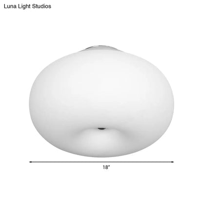 DecorBites™ DecorBites™ Modernist Ceiling Flush Mount Light with Glass Lampshade for Balcony - White, Obong - 3 Sizes Available