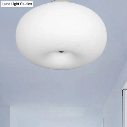 DecorBites™ DecorBites™ Modernist Ceiling Flush Mount Light with Glass Lampshade for Balcony - White, Obong - 3 Sizes Available