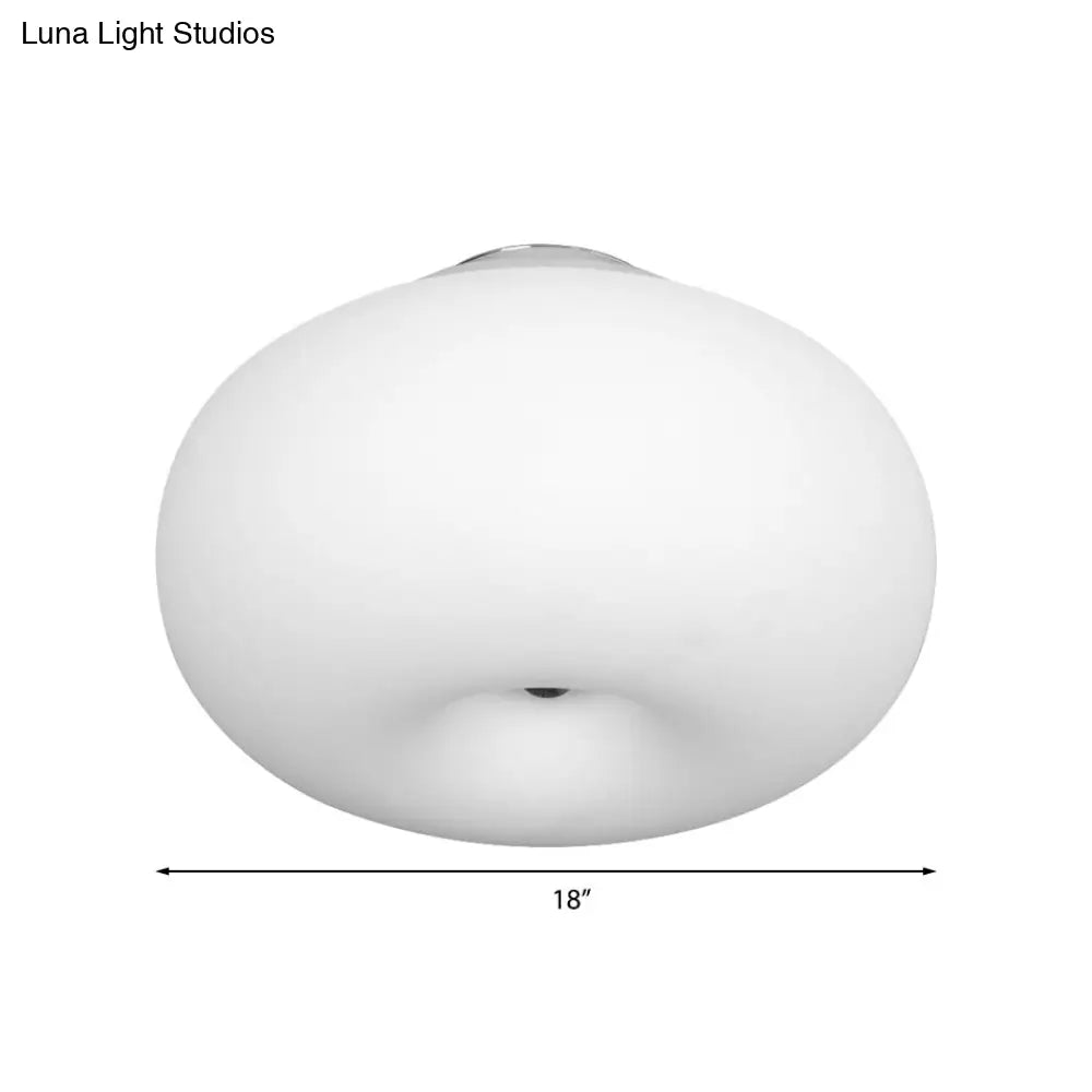 DecorBites™ DecorBites™ Modernist Ceiling Flush Mount Light with Glass Lampshade for Balcony - White, Obong - 3 Sizes Available