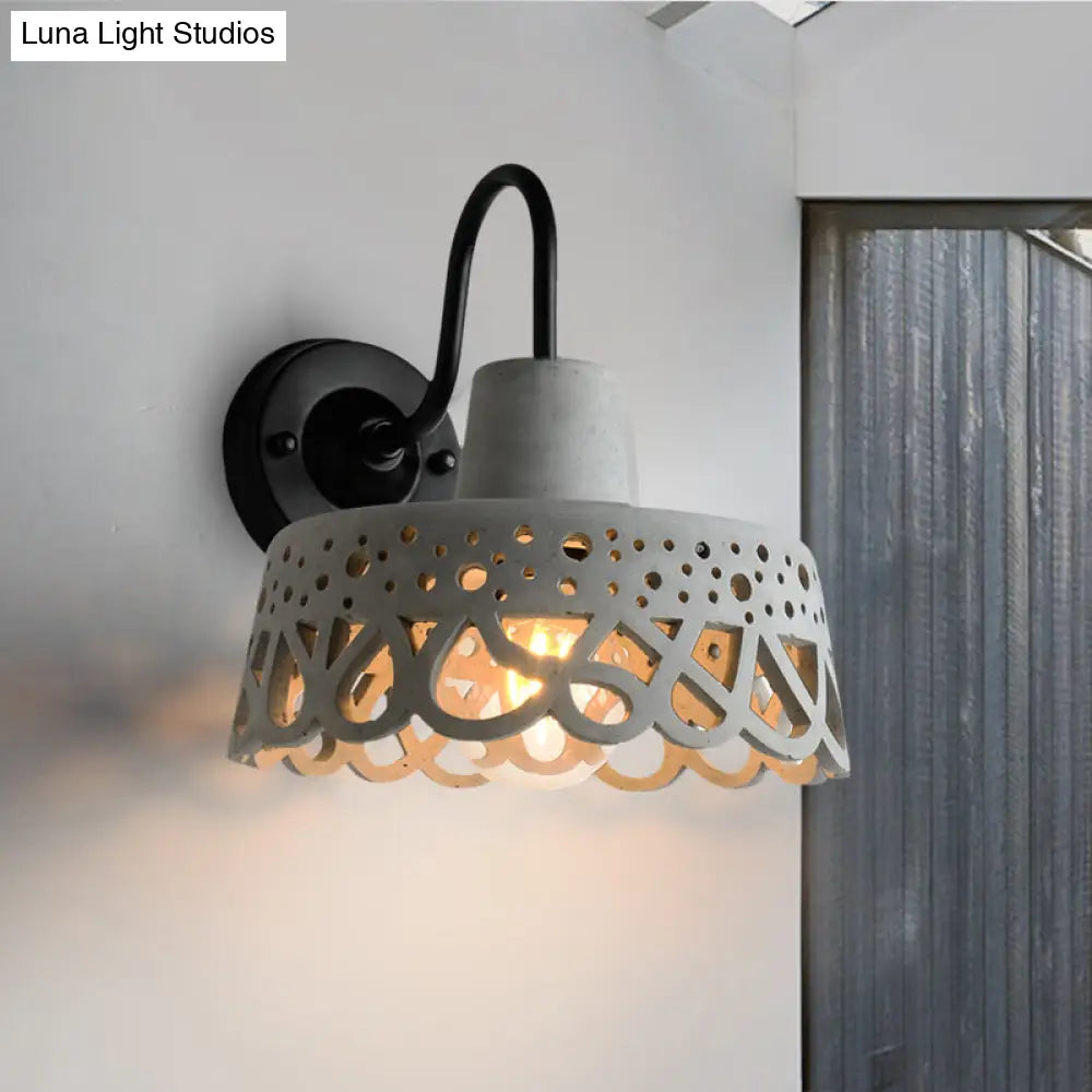 DecorBites™ DecorBites™ Modernist Cement Gooseneck Wall Mounted Light Fixture - 1 Light, Grey (8.5"/9.5"/10" Width)