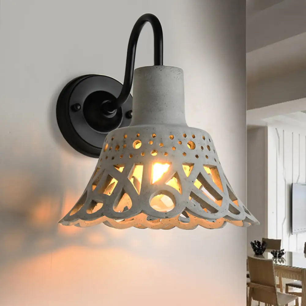 DecorBites™ DecorBites™ Modernist Cement Gooseneck Wall Mounted Light Fixture - 1 Light, Grey (8.5"/9.5"/10" Width)