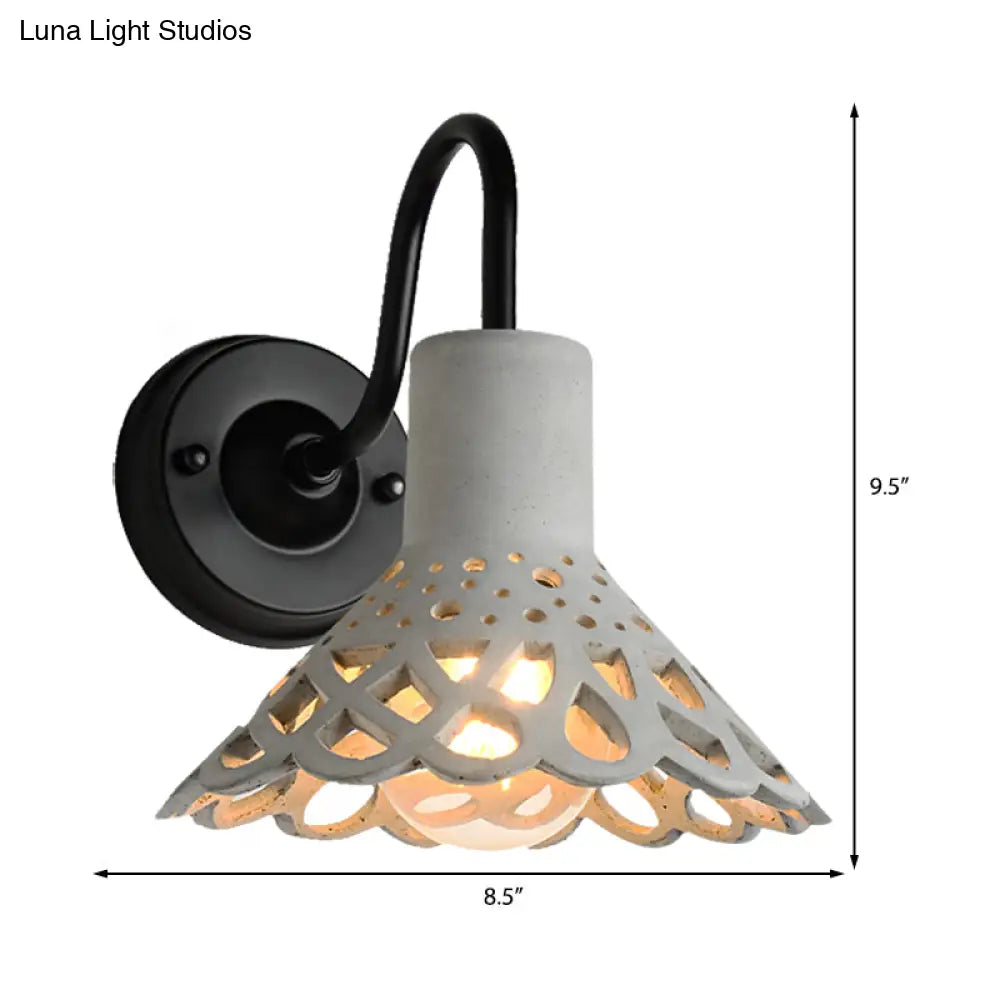 DecorBites™ DecorBites™ Modernist Cement Gooseneck Wall Mounted Light Fixture - 1 Light, Grey (8.5"/9.5"/10" Width)