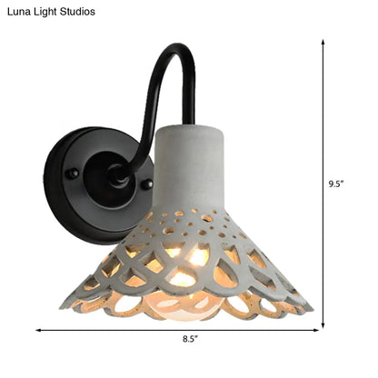 DecorBites™ DecorBites™ Modernist Cement Gooseneck Wall Mounted Light Fixture - 1 Light, Grey (8.5"/9.5"/10" Width)