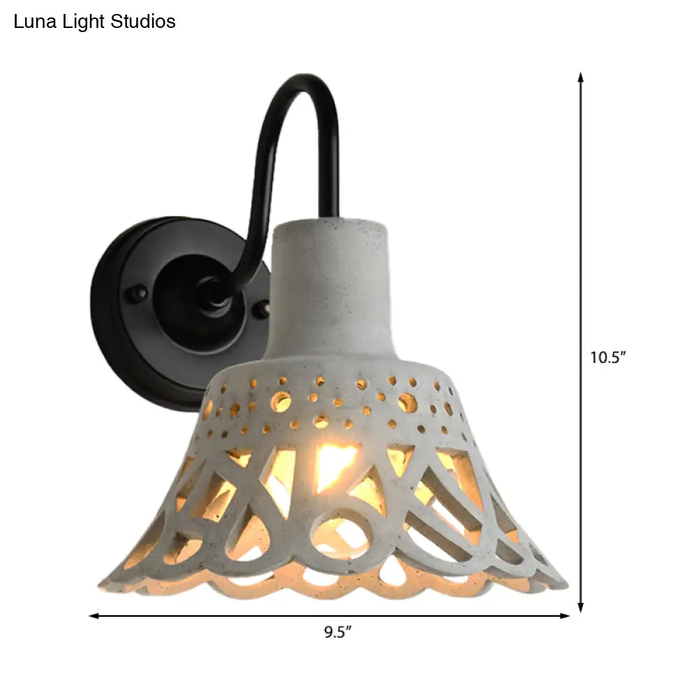 DecorBites™ DecorBites™ Modernist Cement Gooseneck Wall Mounted Light Fixture - 1 Light, Grey (8.5"/9.5"/10" Width)