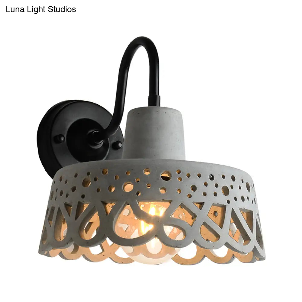 DecorBites™ DecorBites™ Modernist Cement Gooseneck Wall Mounted Light Fixture - 1 Light, Grey (8.5"/9.5"/10" Width)