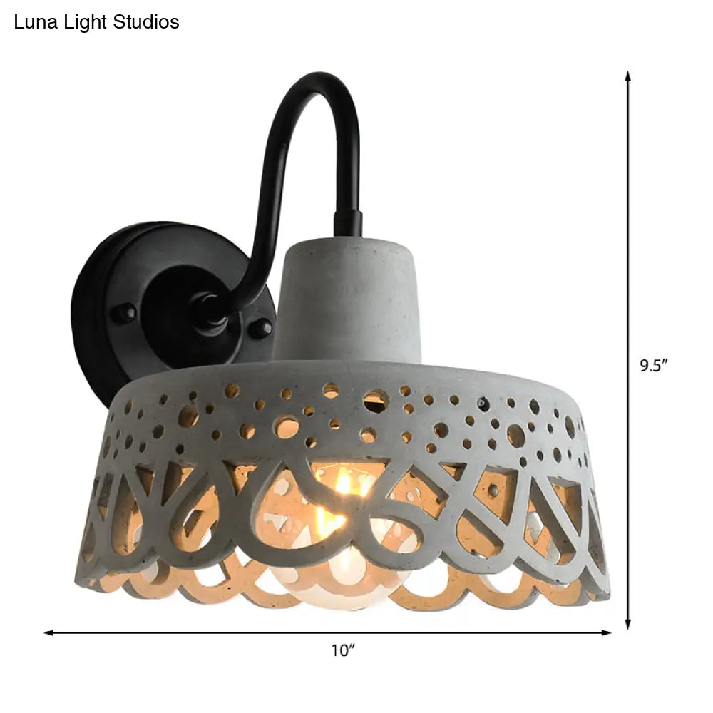 DecorBites™ DecorBites™ Modernist Cement Gooseneck Wall Mounted Light Fixture - 1 Light, Grey (8.5"/9.5"/10" Width)