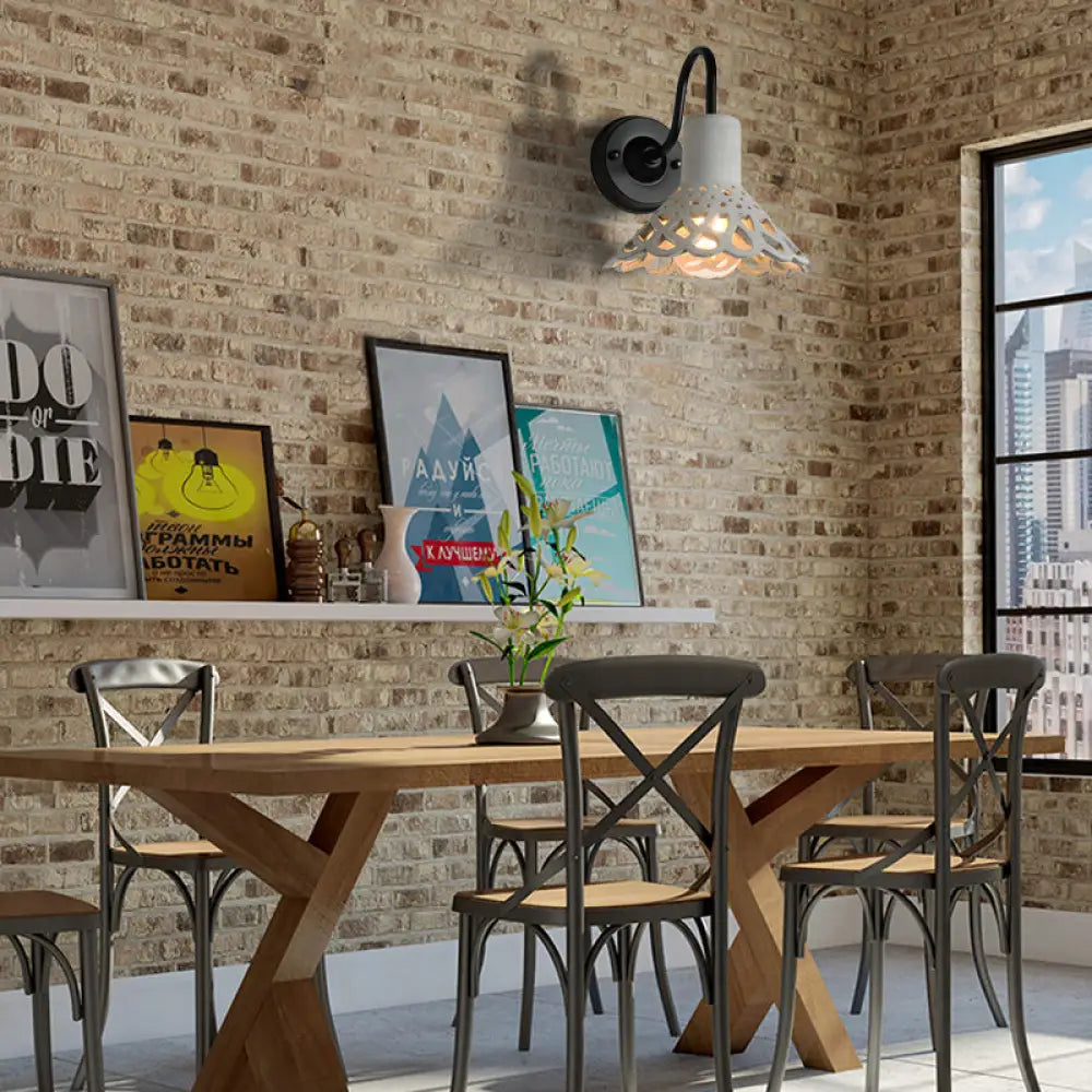 DecorBites™ DecorBites™ Modernist Cement Gooseneck Wall Mounted Light Fixture - 1 Light, Grey (8.5"/9.5"/10" Width)