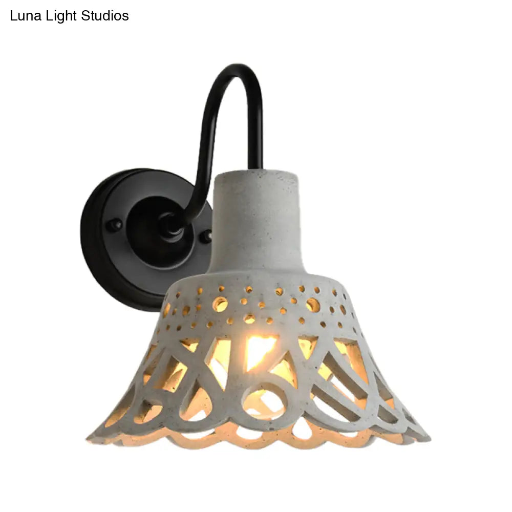 DecorBites™ DecorBites™ Modernist Cement Gooseneck Wall Mounted Light Fixture - 1 Light, Grey (8.5"/9.5"/10" Width)