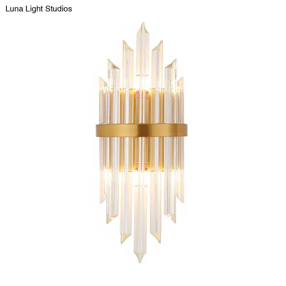 DecorBites™ DecorBites™ Modernist Clear Crystal Prism Wall Sconce with 2 Lights - Brass Finish