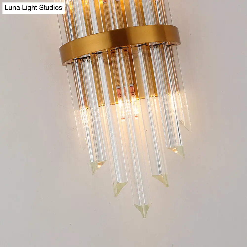 DecorBites™ DecorBites™ Modernist Clear Crystal Prism Wall Sconce with 2 Lights - Brass Finish