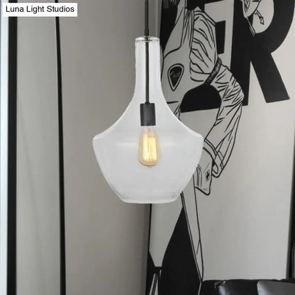 Modernist Clear Glass Pendant Lamp - Urn Shape | 10.5"/12"/14" Wide | 1 Light | Black Hanging Light for Living Room