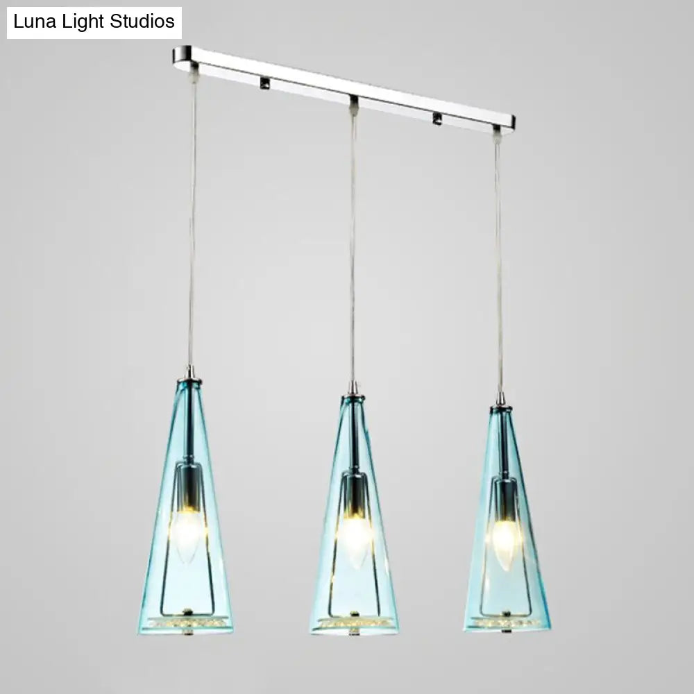 Modernist Conical Glass 3-Light Pendant - Ideal for Dining Room Ceiling