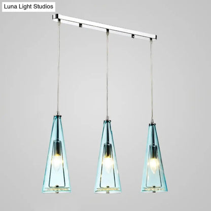 Modernist Conical Glass 3-Light Pendant - Ideal for Dining Room Ceiling