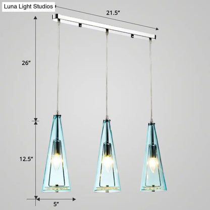 Modernist Conical Glass 3-Light Pendant - Ideal for Dining Room Ceiling