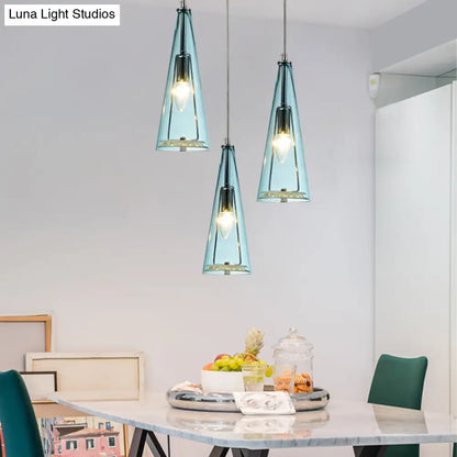 Modernist Conical Glass 3-Light Pendant - Ideal for Dining Room Ceiling