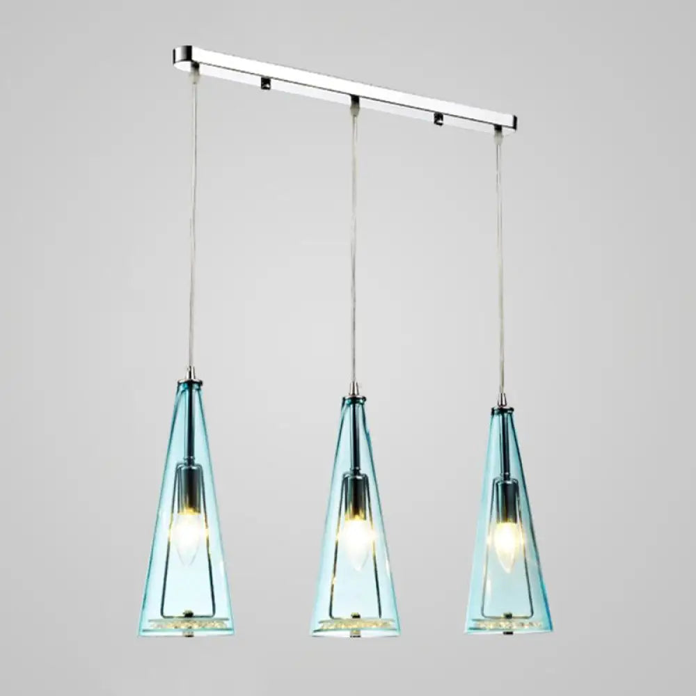 Modernist Conical Glass 3-Light Pendant - Ideal for Dining Room Ceiling