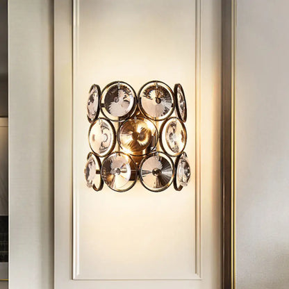 DecorBites™ DecorBites™ Modernist Crystal 2-Head Black Sconce Lighting: Half Cylinder Wall Lamp for Living Room