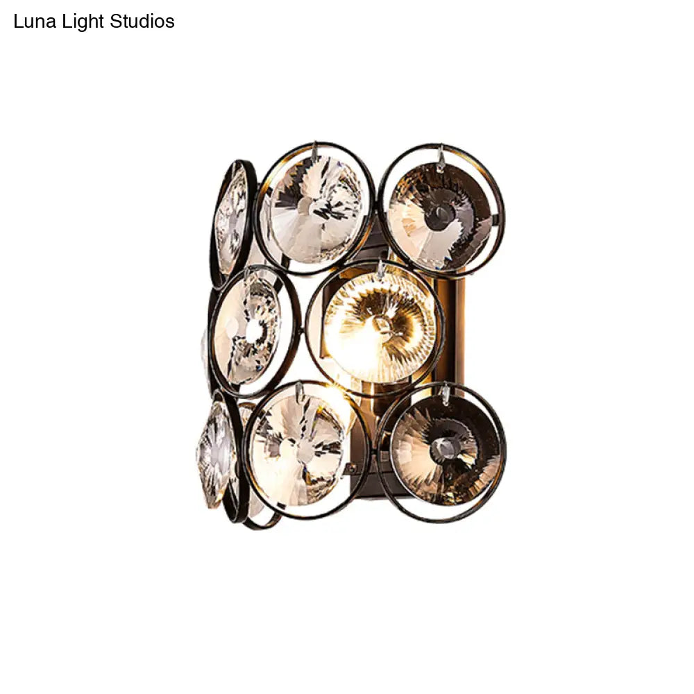 DecorBites™ DecorBites™ Modernist Crystal 2-Head Black Sconce Lighting: Half Cylinder Wall Lamp for Living Room