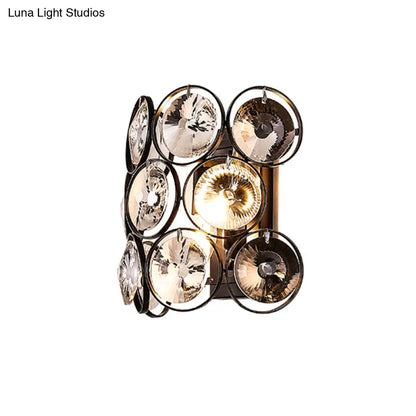 DecorBites™ DecorBites™ Modernist Crystal 2-Head Black Sconce Lighting: Half Cylinder Wall Lamp for Living Room