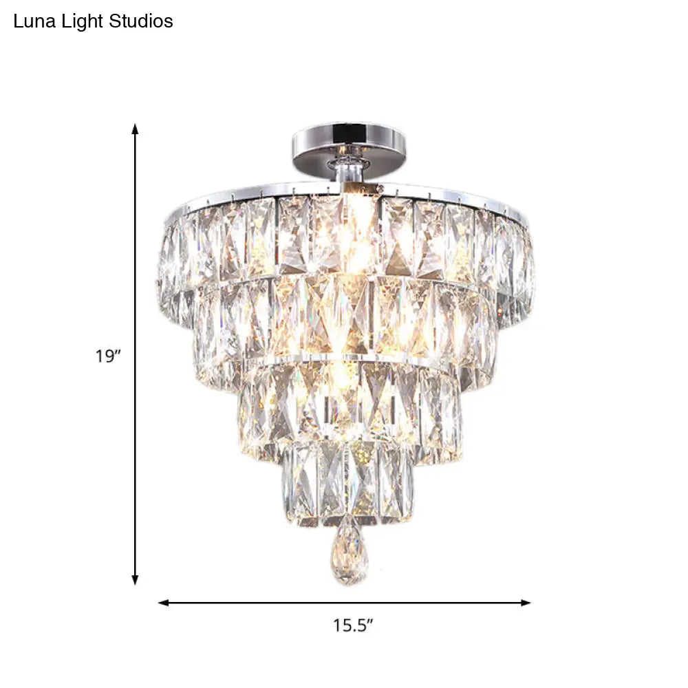 DecorBites™ DecorBites™ Modernist Crystal 5-Light Flush Ceiling Light in Chrome - Droplets Collection