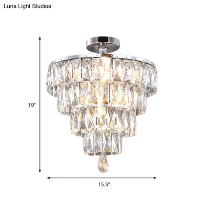 DecorBites™ DecorBites™ Modernist Crystal 5-Light Flush Ceiling Light in Chrome - Droplets Collection