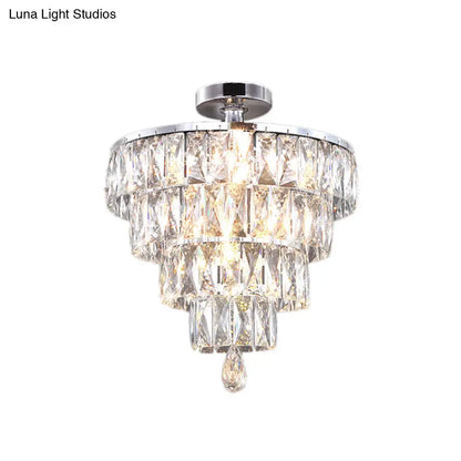 DecorBites™ DecorBites™ Modernist Crystal 5-Light Flush Ceiling Light in Chrome - Droplets Collection