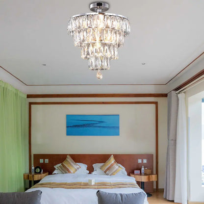 DecorBites™ DecorBites™ Modernist Crystal 5-Light Flush Ceiling Light in Chrome - Droplets Collection