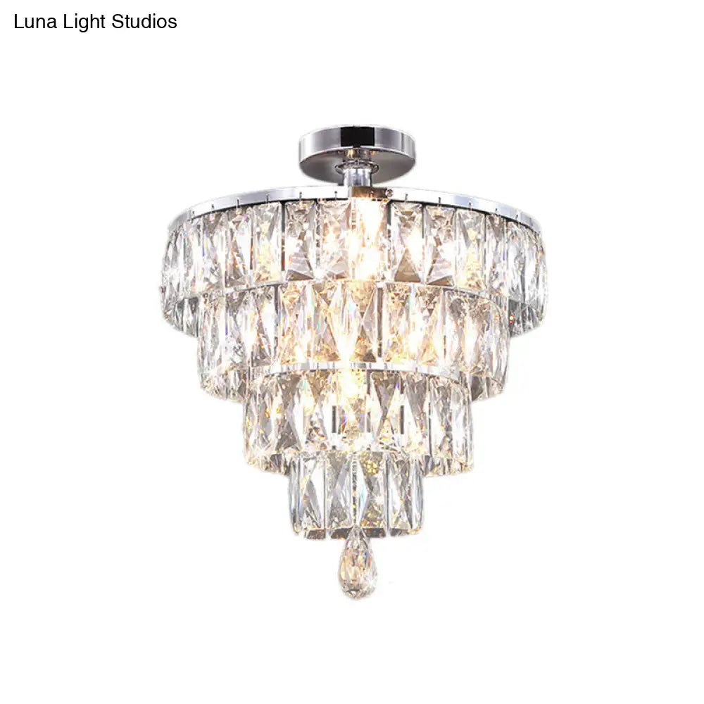 DecorBites™ DecorBites™ Modernist Crystal 5-Light Flush Ceiling Light in Chrome - Droplets Collection
