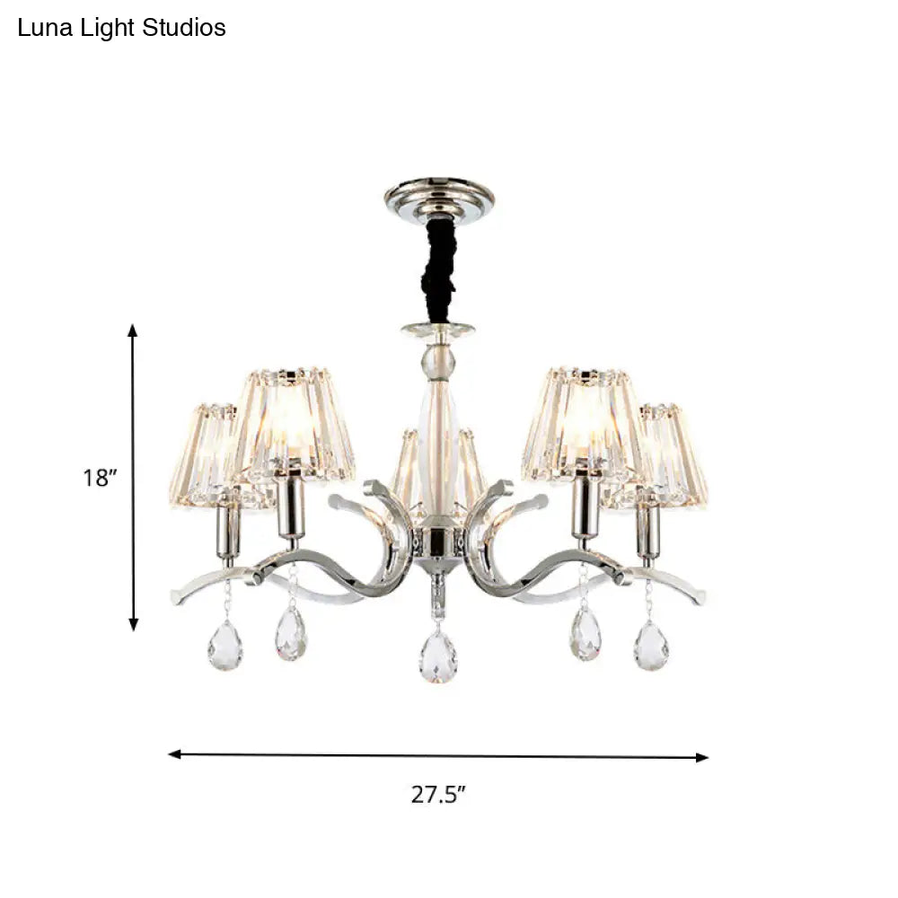 Lámpara colgante de araña de cristal modernista - Acabado plateado, 5/6 bombillas