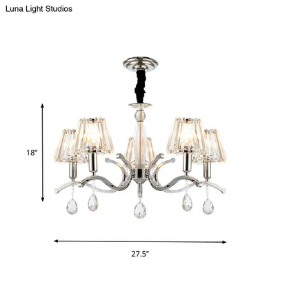 Lámpara colgante de araña de cristal modernista - Acabado plateado, 5/6 bombillas