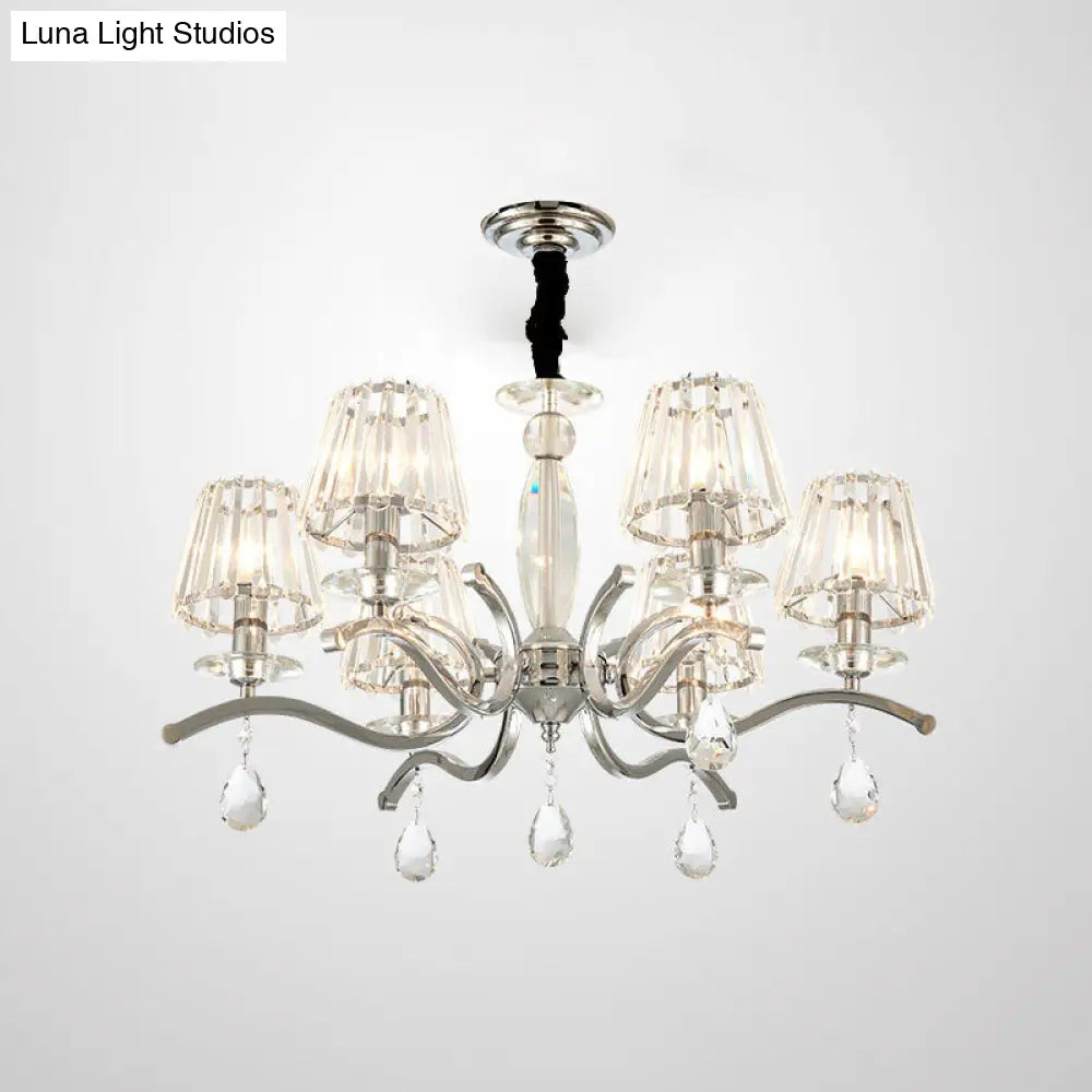 Lámpara colgante de araña de cristal modernista - Acabado plateado, 5/6 bombillas