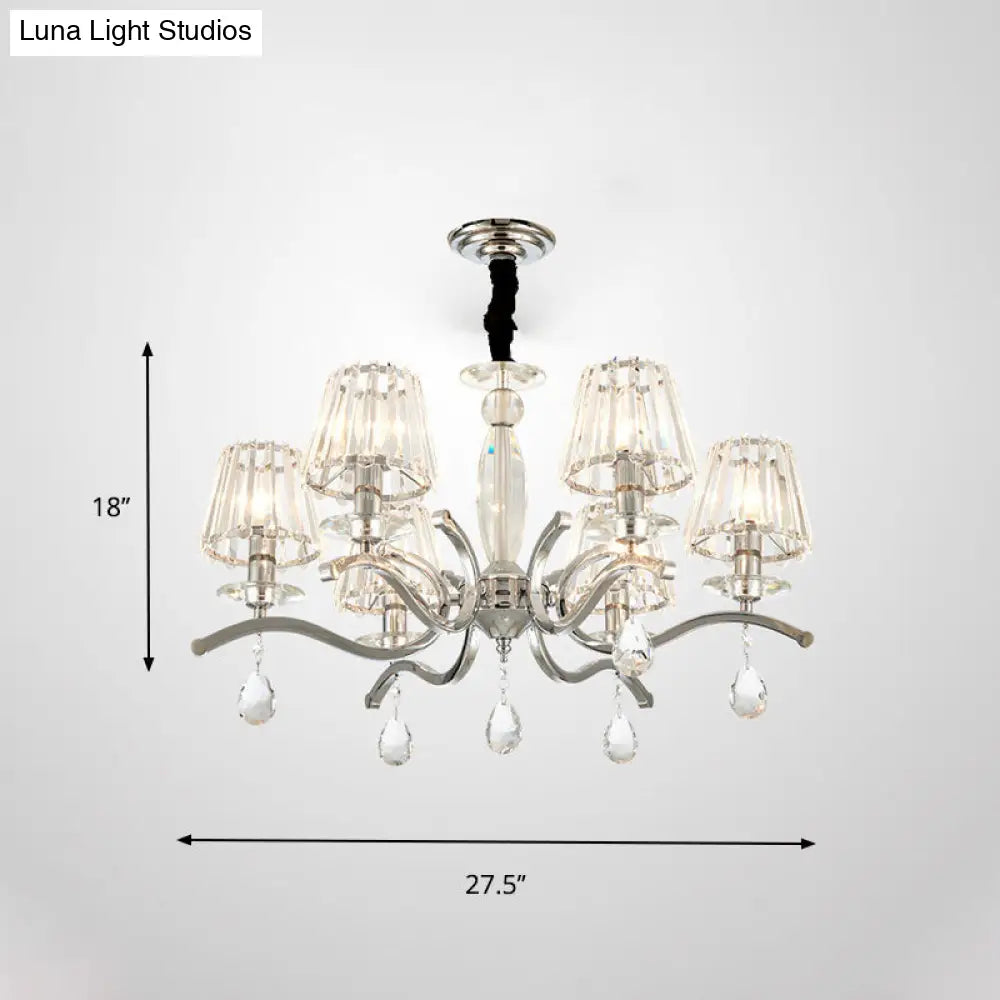 Lámpara colgante de araña de cristal modernista - Acabado plateado, 5/6 bombillas