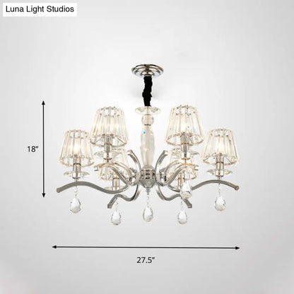 Lámpara colgante de araña de cristal modernista - Acabado plateado, 5/6 bombillas