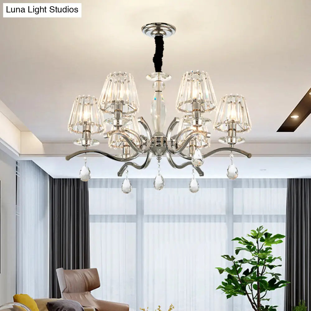 Lámpara colgante de araña de cristal modernista - Acabado plateado, 5/6 bombillas