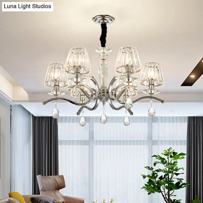 Lámpara colgante de araña de cristal modernista - Acabado plateado, 5/6 bombillas