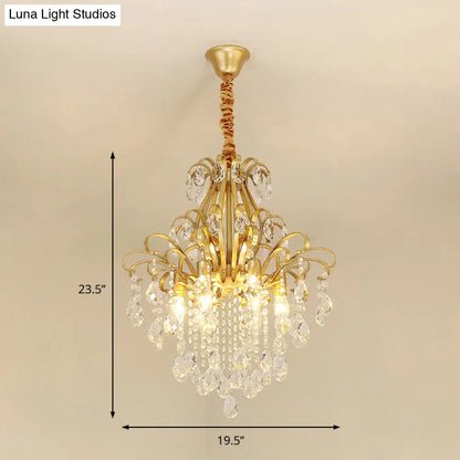 Lámpara colgante de araña de cristal modernista con 3/6 cabezales en negro/dorado - Perfecta para el dormitorio